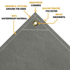 Gray Waterproof Canvas Tarps 5' x 7'