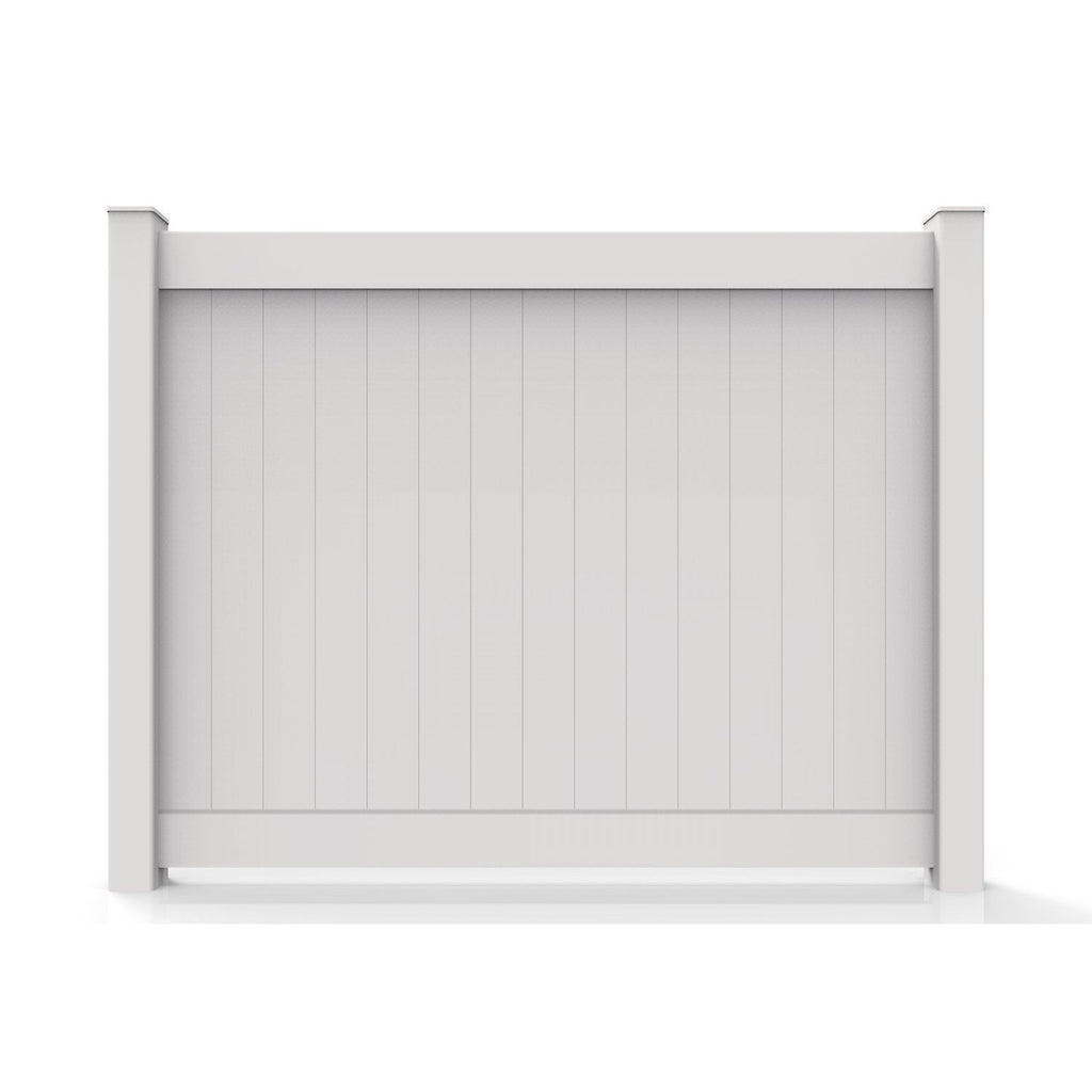GreatBackyards Vinyl Fence 5' x 8' Wide / White Privacy 12” T&G Fence Panel Kit DRPV1