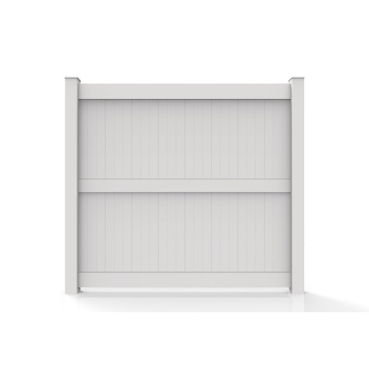 GreatBackyards Vinyl Fence 7' x 8' Wide / White Privacy 12” T&G with Center Rail Fence Panel Kit DRPV17