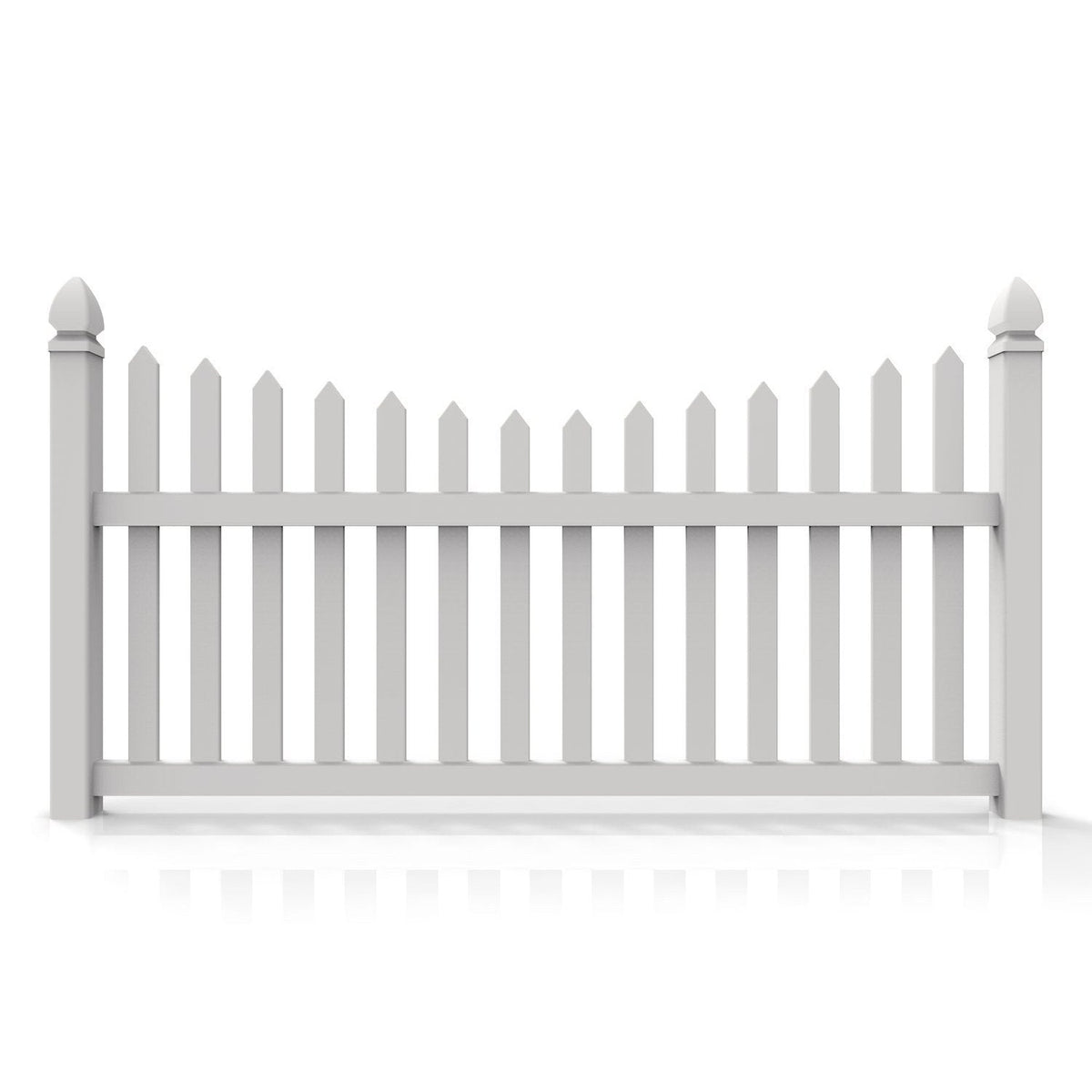 Greatbackyardz 4 ft. x 8 ft. White Vinyl Traditional Scallop Spade Picket Fence Panel Kit