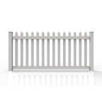 Greatbackyardz 4 ft. x 8 ft. White Vinyl Traditional Spade Picket Fence Panel Kit