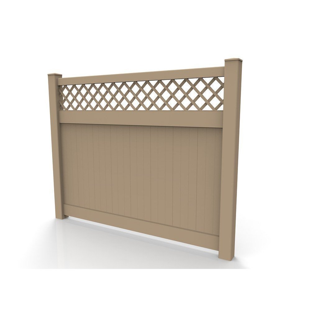 Greatbackyardz 6 ft. x 8 ft. Tan Vinyl Privacy with Lattice Fence Panel Kit