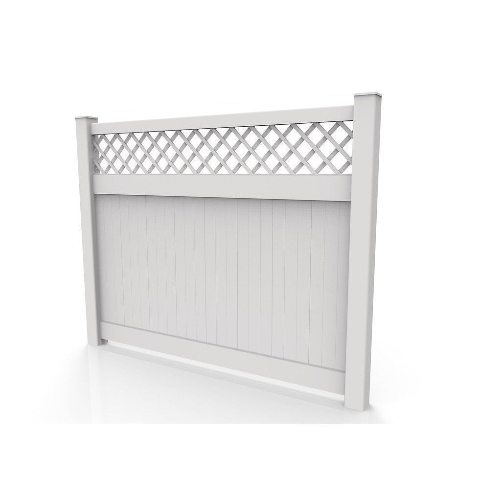 Greatbackyardz 6 ft. x 8 ft. White Vinyl Privacy with Lattice Fence Panel Kit