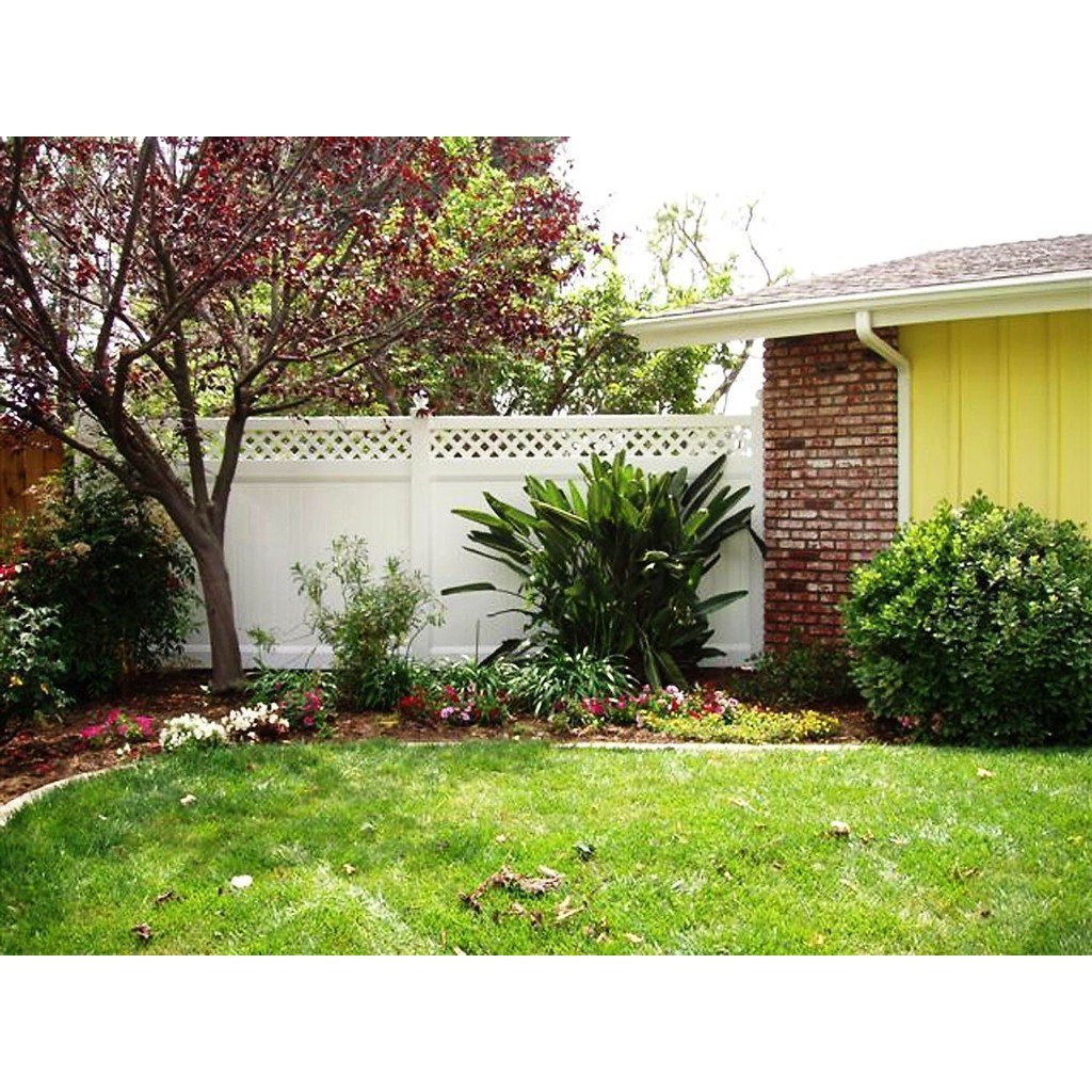 Greatbackyardz 6 ft. x 8 ft. White Vinyl Privacy with Lattice Fence Panel Kit