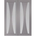 Verona Pre-Finished Internal Light Grey Door Pair (Clear Glass)