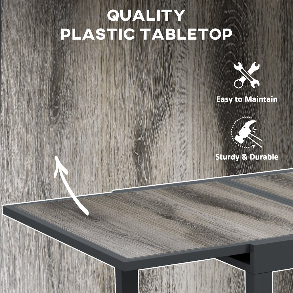 Extending Garden Table for 6 w/ Aluminium Frame & Plastic Board Tabletop, 80/160 x 80 x 75 cm, Grey