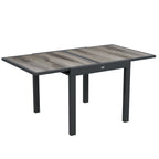 Extending Garden Table for 6 w/ Aluminium Frame & Plastic Board Tabletop, 80/160 x 80 x 75 cm, Grey