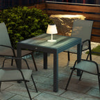 Extending Garden Table for 6 w/ Aluminium Frame & Plastic Board Tabletop, 80/160 x 80 x 75 cm, Grey
