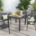 Extending Garden Table for 6 w/ Aluminium Frame & Plastic Board Tabletop, 80/160 x 80 x 75 cm, Grey