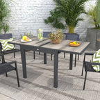 Extending Garden Table for 6 w/ Aluminium Frame & Plastic Board Tabletop, 80/160 x 80 x 75 cm, Grey