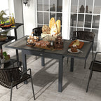 Extending Garden Table for 6 w/ Aluminium Frame & Plastic Board Tabletop, 80/160 x 80 x 75 cm, Grey