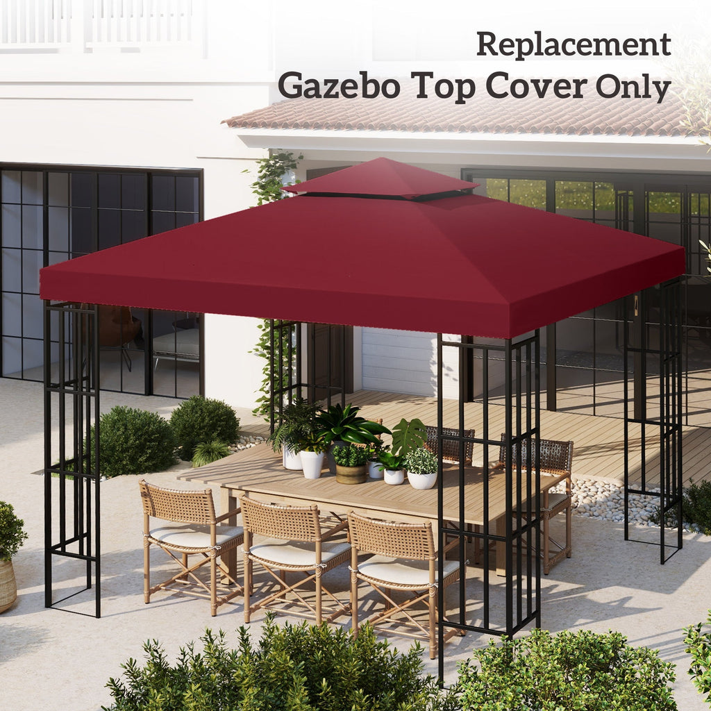 9.84' x 9.84' 2-Tier Gazebo Replacement Canopy, Wine Red