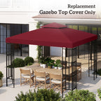 9.84' x 9.84' 2-Tier Gazebo Replacement Canopy, Wine Red