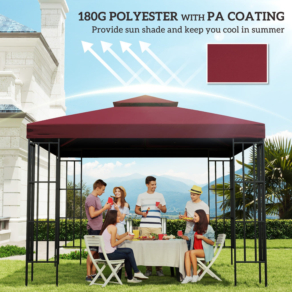 9.84' x 9.84' 2-Tier Gazebo Replacement Canopy, Wine Red