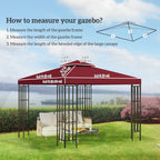 9.84' x 9.84' 2-Tier Gazebo Replacement Canopy, Wine Red