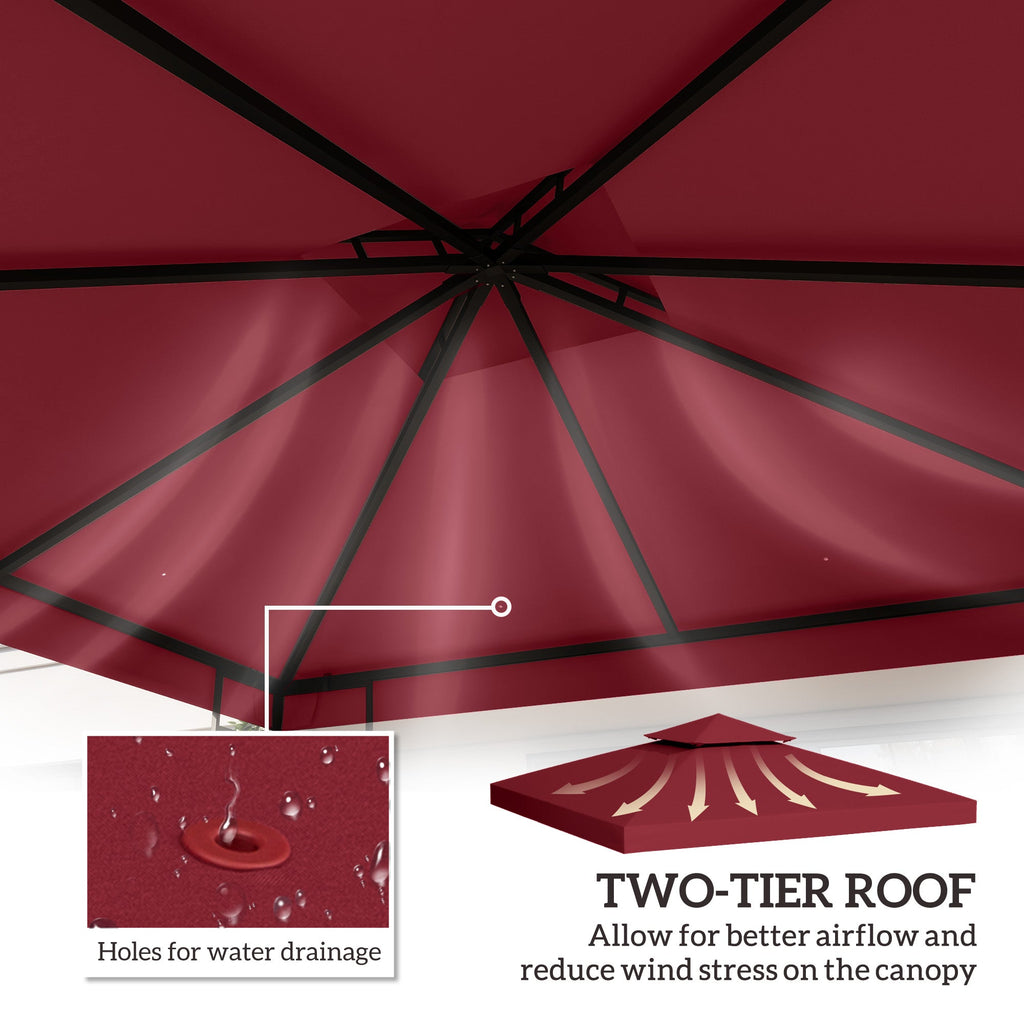 9.84' x 9.84' 2-Tier Gazebo Replacement Canopy, Wine Red