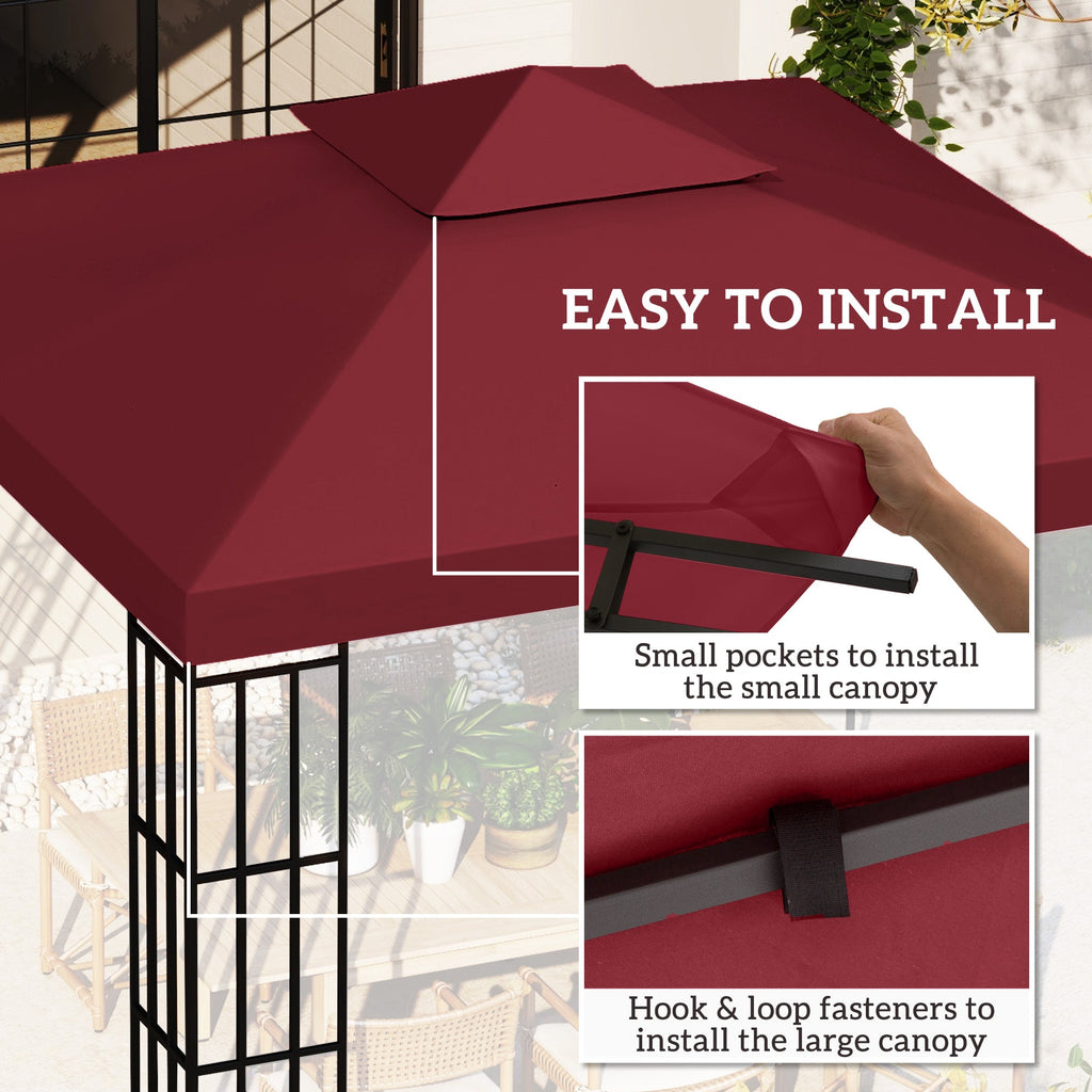 9.84' x 9.84' 2-Tier Gazebo Replacement Canopy, Wine Red