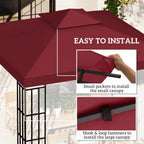 9.84' x 9.84' 2-Tier Gazebo Replacement Canopy, Wine Red