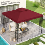 9.84' x 9.84' 2-Tier Gazebo Replacement Canopy, Wine Red