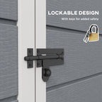 4 x 5FT Lean to Plastic Garden Shed w/ Lockable Doors, Window, Vent and Plastic Roof, Grey