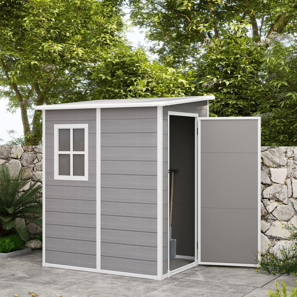 4' x 5' Lean-to Storage Shed with Window & Vent, Plastic Roof, Grey