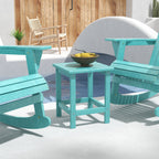15" Patio Accent Table, Square Coffee Table for Indoor Outdoor, Green
