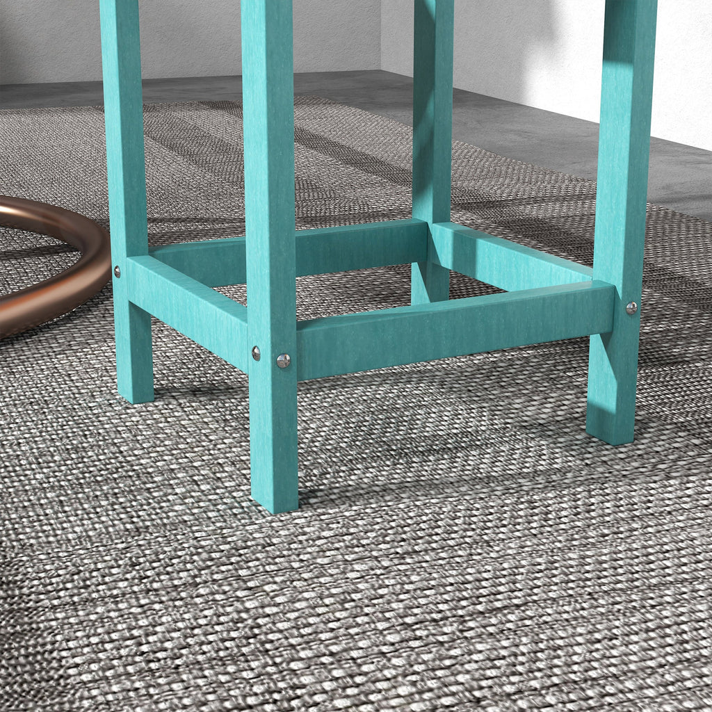 15" Patio Accent Table, Square Coffee Table for Indoor Outdoor, Green