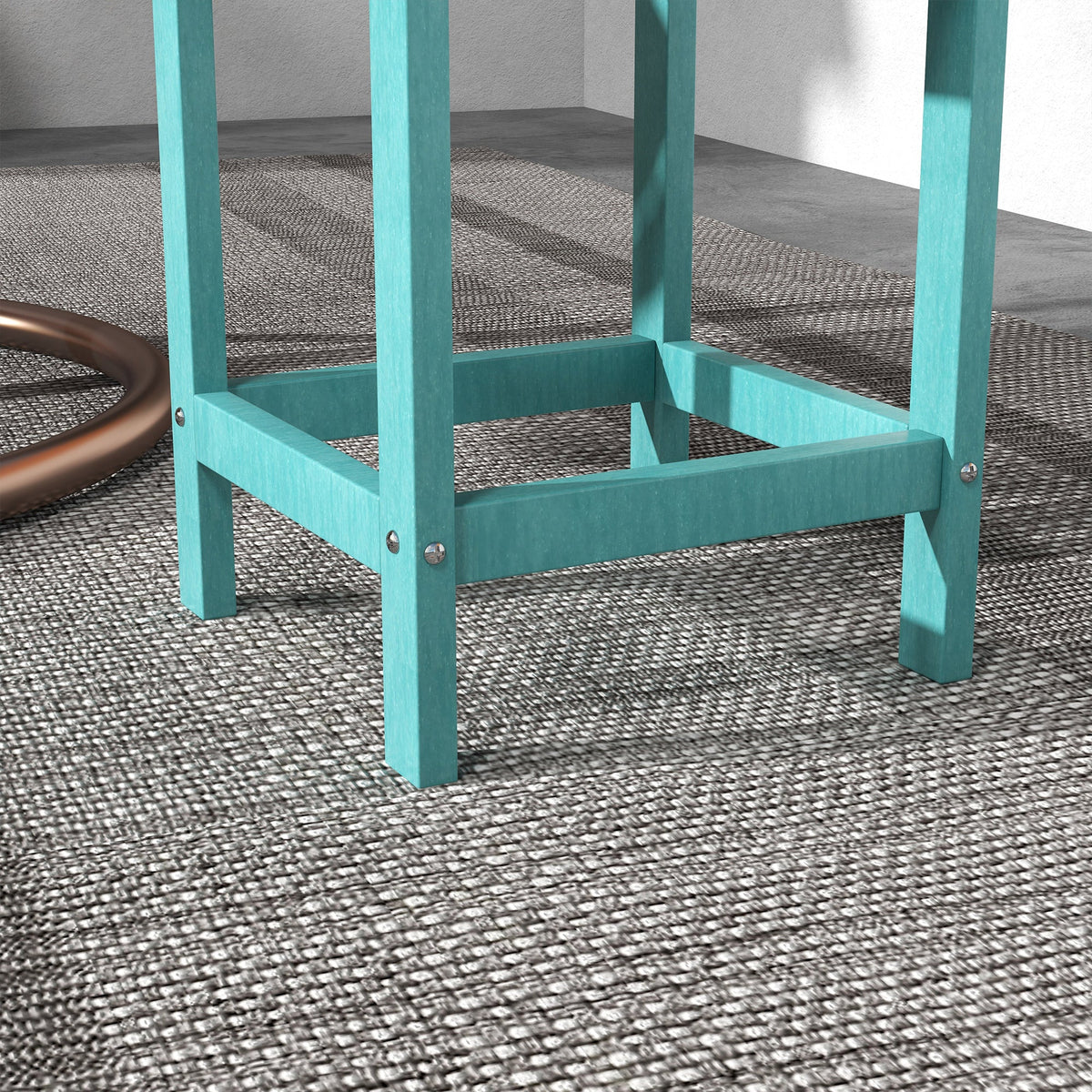 15" Patio Accent Table, Square Coffee Table for Indoor Outdoor, Green