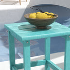 15" Patio Accent Table, Square Coffee Table for Indoor Outdoor, Green