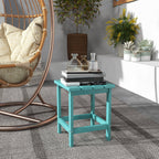 15" Patio Accent Table, Square Coffee Table for Indoor Outdoor, Green