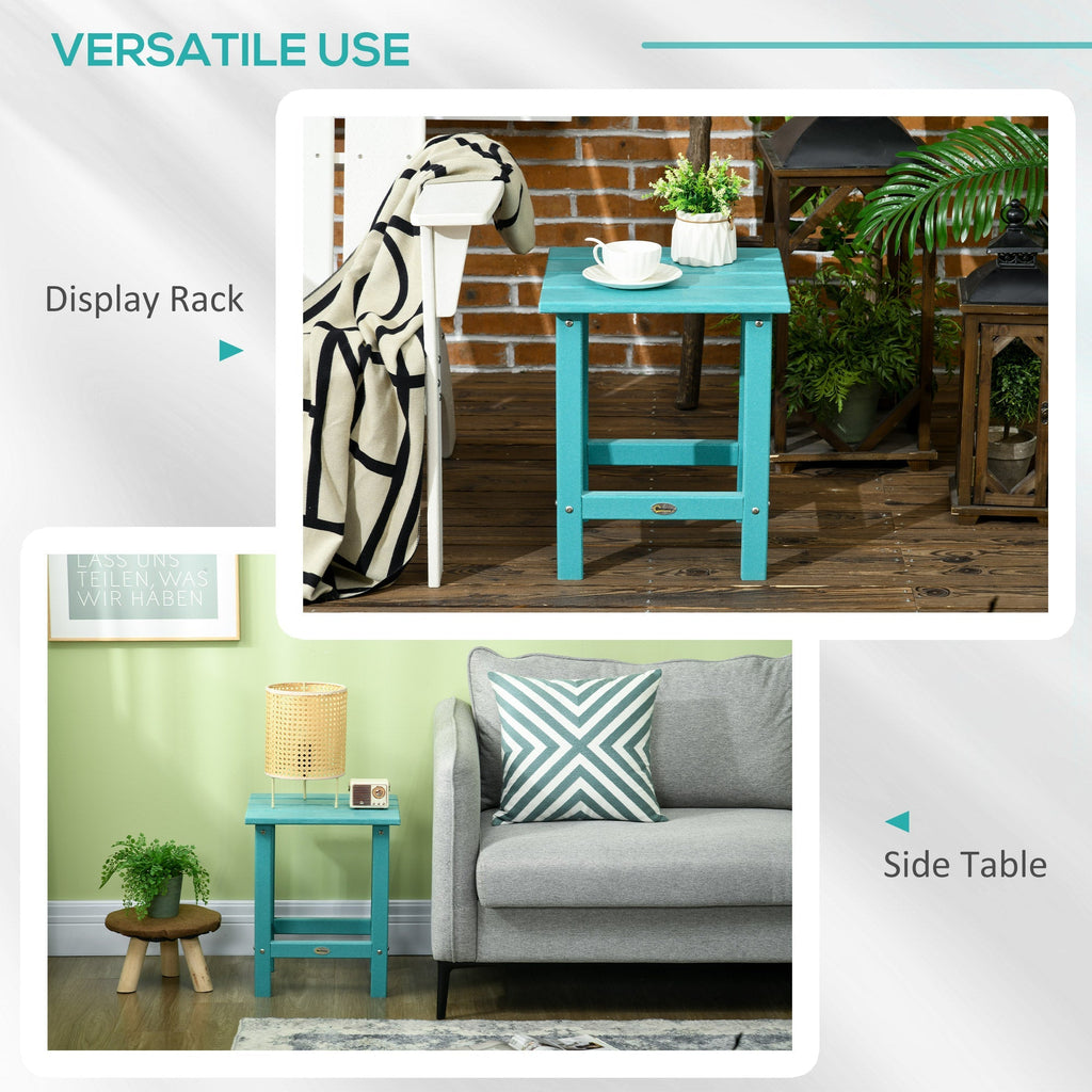 15" Patio Accent Table, Square Coffee Table for Indoor Outdoor, Green