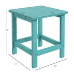 15" Patio Accent Table, Square Coffee Table for Indoor Outdoor, Green