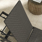 Rattan FoldingLounger Recliner with 5-Level Adjustable Backrest & Wheels, Mixed Grey
