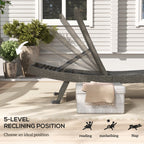 Rattan FoldingLounger Recliner with 5-Level Adjustable Backrest & Wheels, Mixed Grey