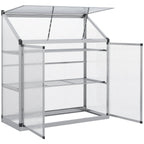 3 Tier Cold Frame Polycarbonate Greenhouse w/ Sliding Door & Openable Roof, 131 x 58 x 140cm