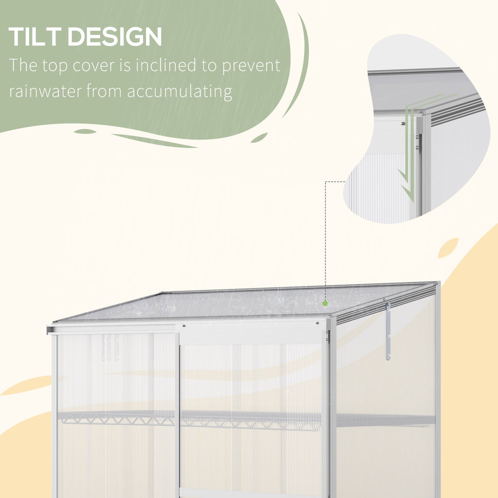 3 Tier Cold Frame Polycarbonate Greenhouse w/ Sliding Door & Openable Roof, 131 x 58 x 140cm