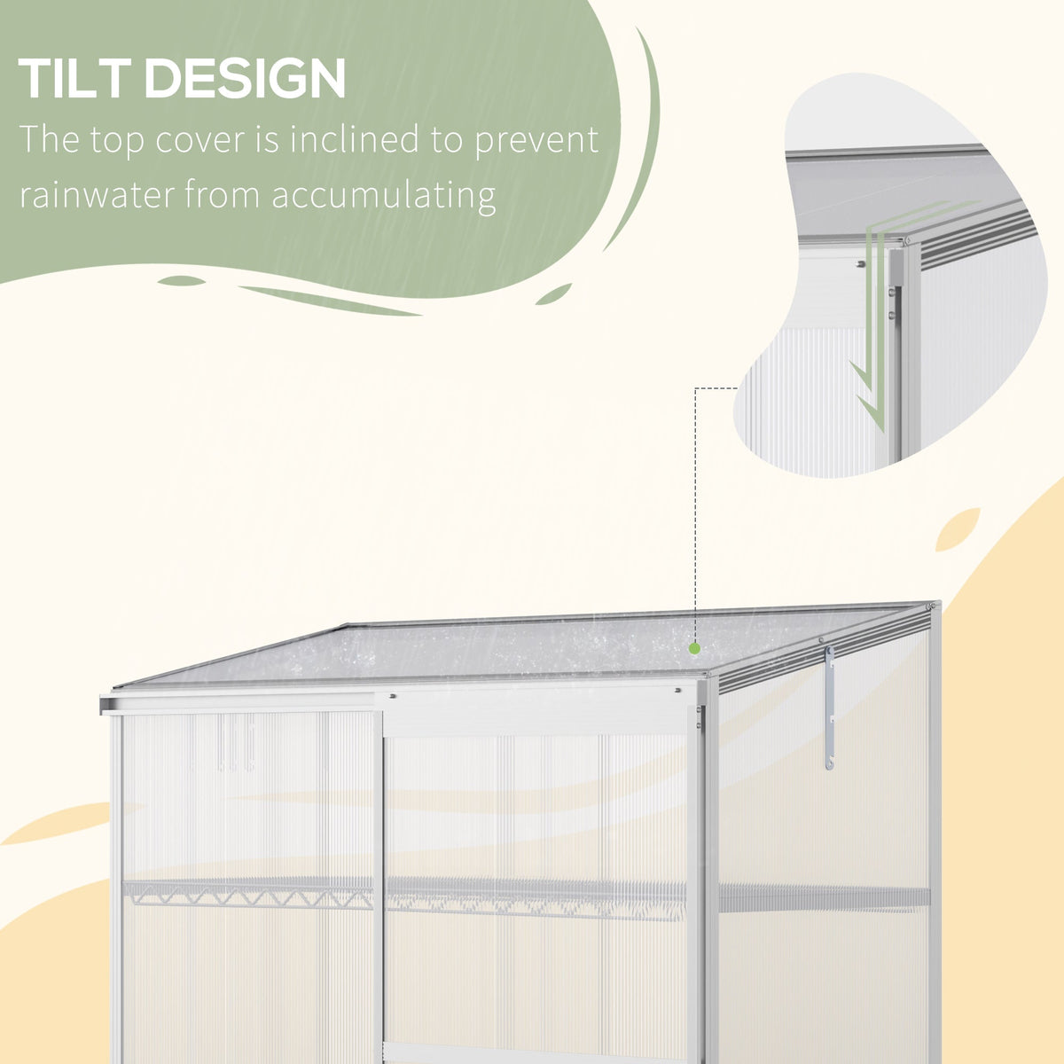 3 Tier Cold Frame Polycarbonate Greenhouse w/ Sliding Door & Openable Roof, 131 x 58 x 140cm