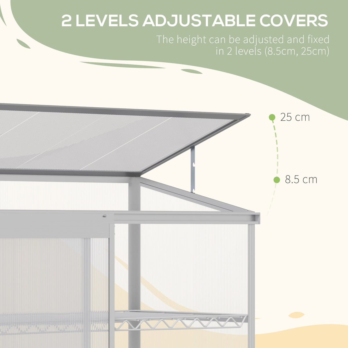 3 Tier Cold Frame Polycarbonate Greenhouse w/ Sliding Door & Openable Roof, 131 x 58 x 140cm