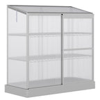 3 Tier Cold Frame Polycarbonate Greenhouse w/ Sliding Door & Openable Roof, 131 x 58 x 140cm
