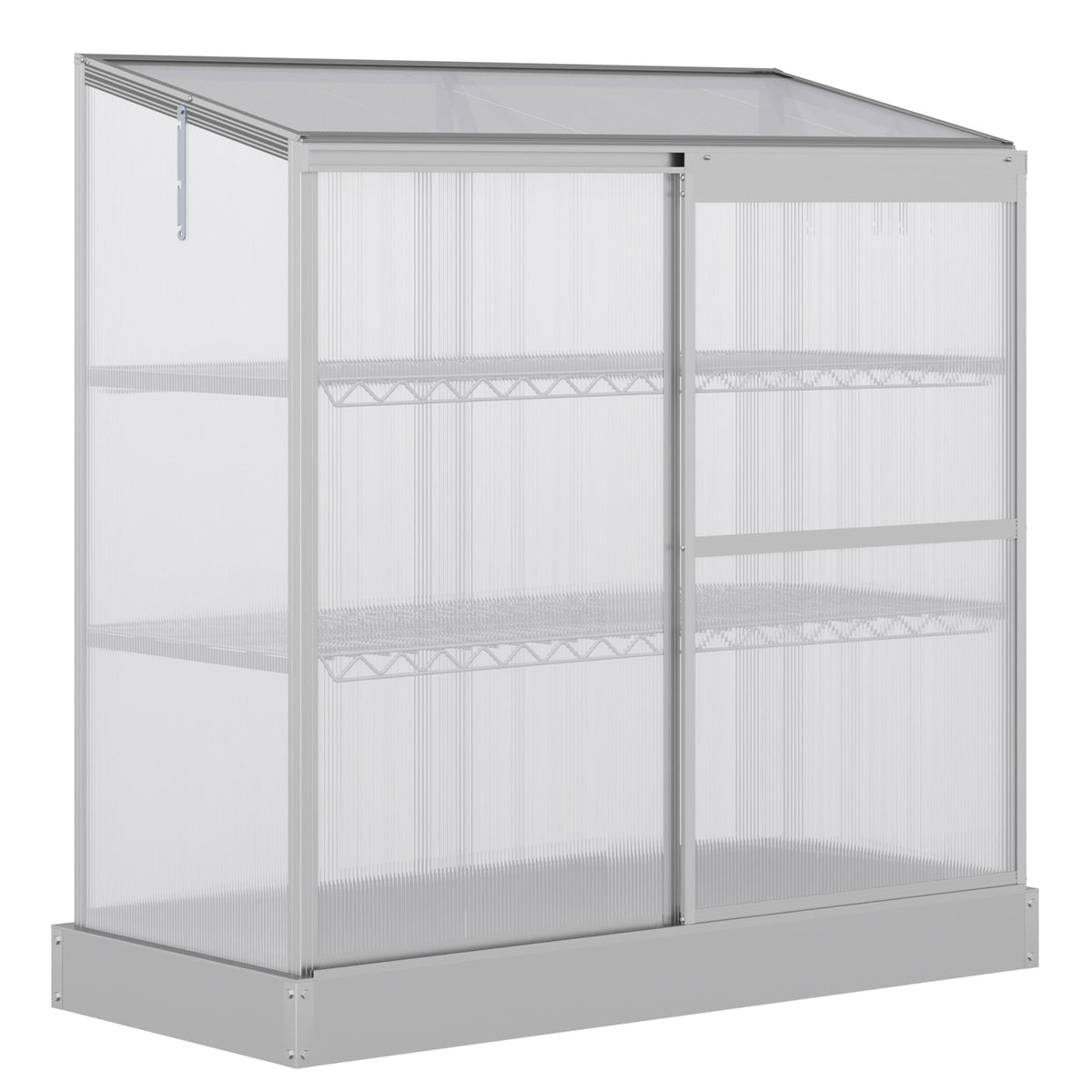 3 Tier Cold Frame Polycarbonate Greenhouse w/ Sliding Door & Openable Roof, 131 x 58 x 140cm