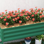 Galvanized Steel Raised Garden Bed with Storage Shelf and Bed Liner, Green