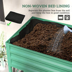 Galvanized Steel Raised Garden Bed with Storage Shelf and Bed Liner, Green