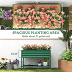 Galvanized Steel Raised Garden Bed with Storage Shelf and Bed Liner, Green