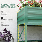 Galvanized Steel Raised Garden Bed with Storage Shelf and Bed Liner, Green