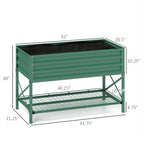 Galvanized Steel Raised Garden Bed with Storage Shelf and Bed Liner, Green