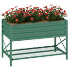 Galvanized Steel Raised Garden Bed with Storage Shelf and Bed Liner, Green