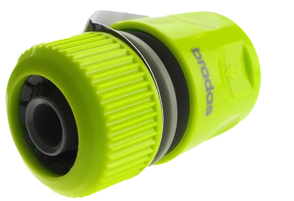 Female Hose Connector With Stop, 1/2" or 5/8" Hose, Lime
