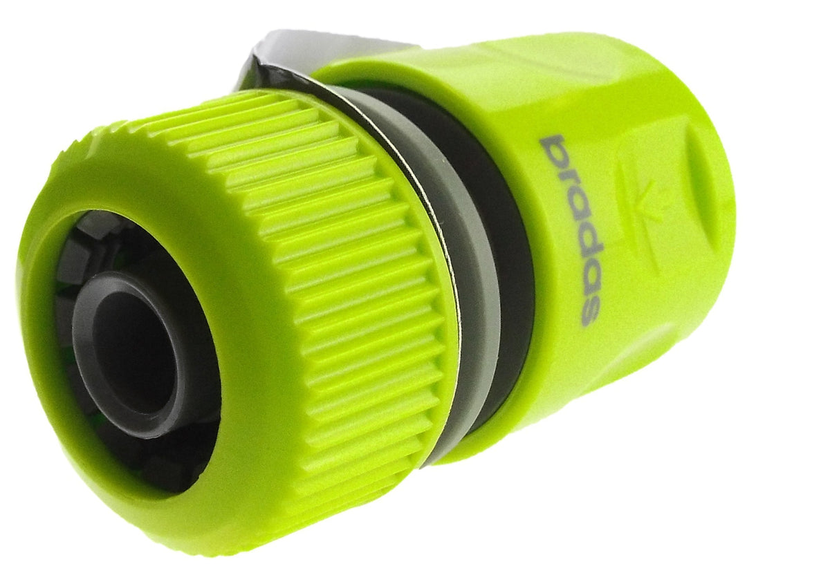 Female Hose Connector With Stop, 1/2" or 5/8" Hose, Lime