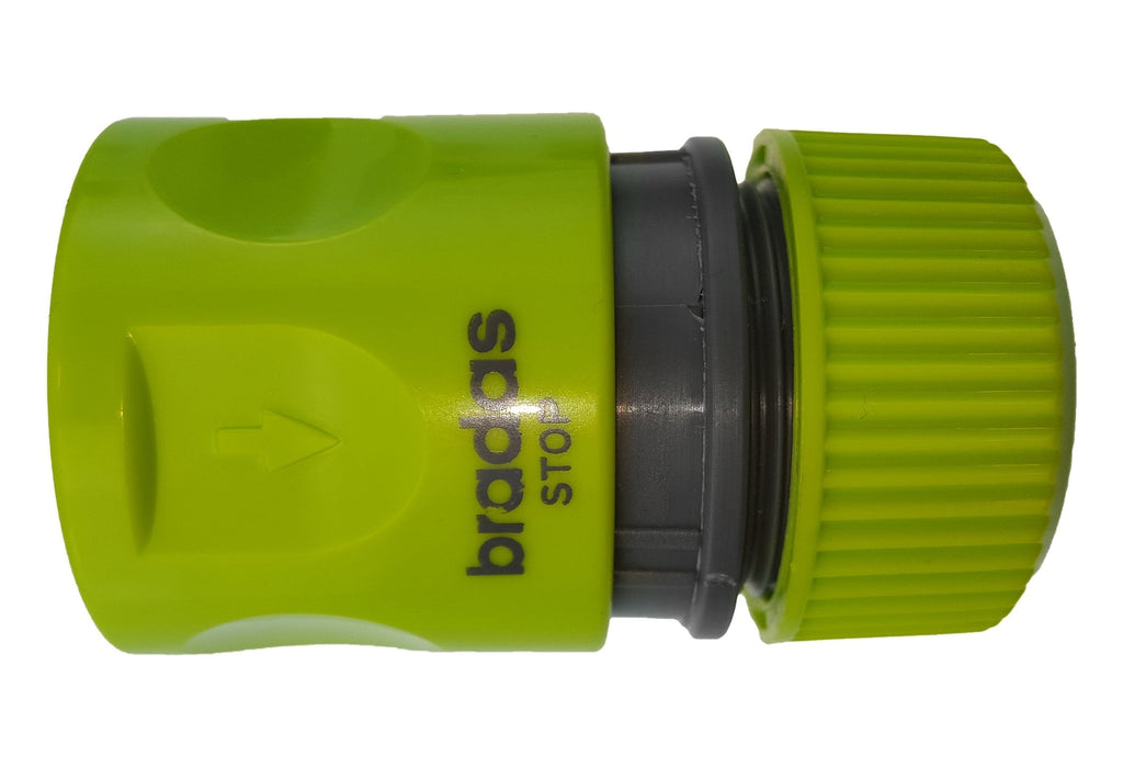 Female Hose Connector With Stop, 1/2" or 5/8" Hose, Lime