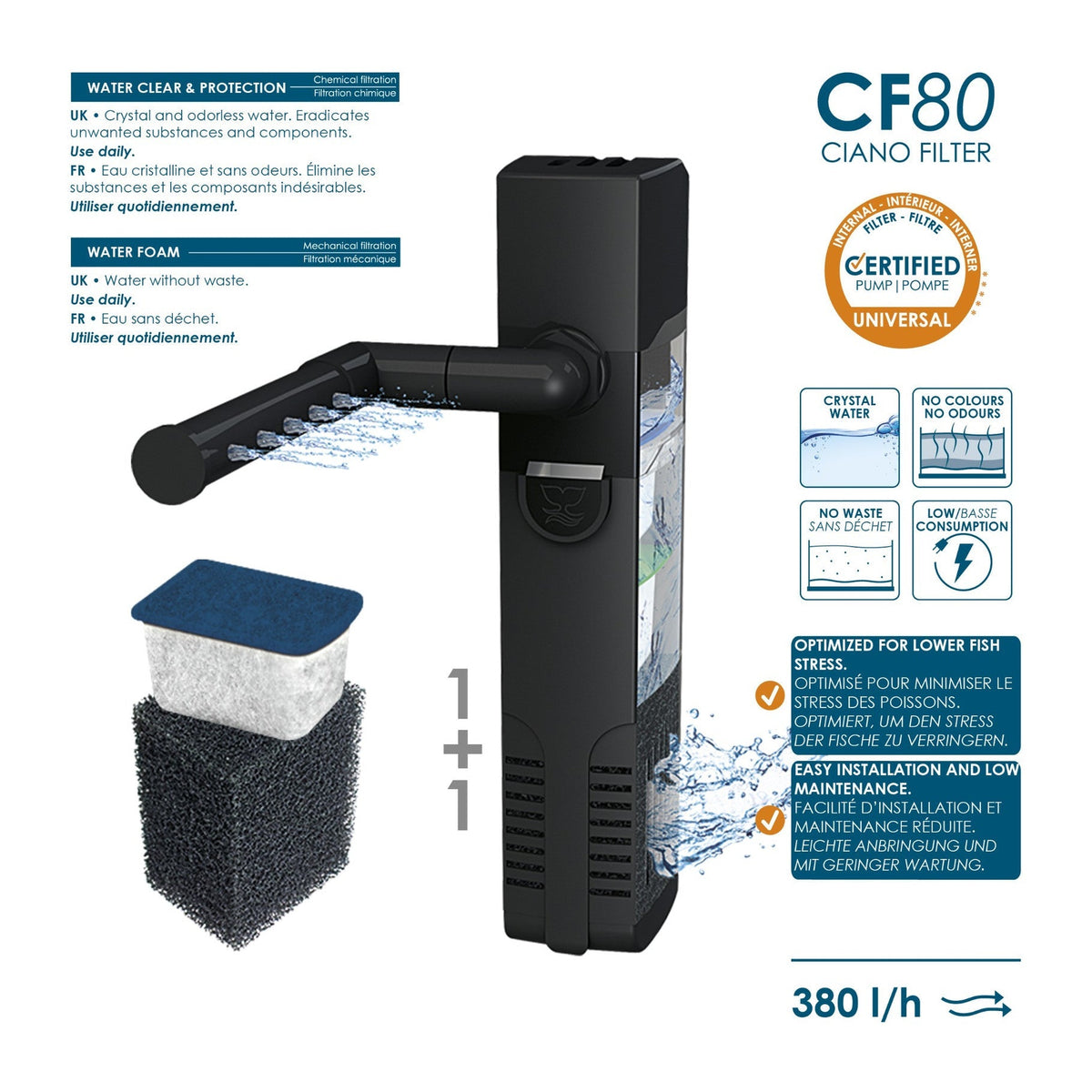 Ciano Aqua LED 65 Aquarium 58L with LED, Filter & Heater